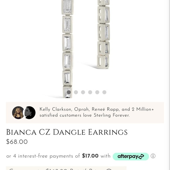 NWT: Sterling Forever BIANCA CZ Sleek Dangle Drop Earrings - Picture 3 of 9